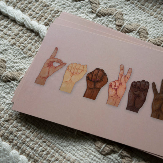 Postkarte sign language "Dankeschön"