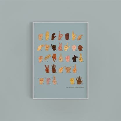 Poster  DIN A4 Alphabet sign language