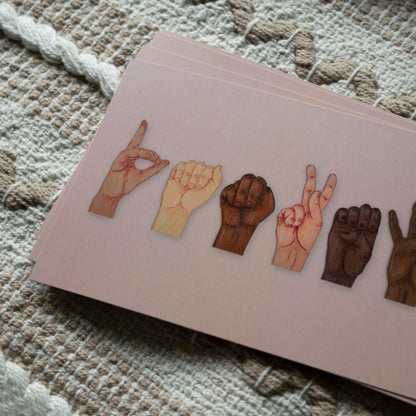 Postkarte sign language "Dankeschön"
