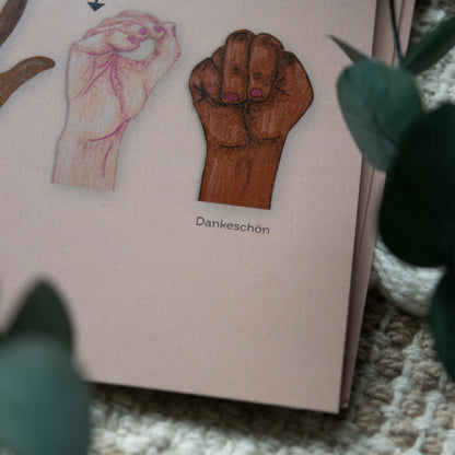 Postkarte sign language "Dankeschön"