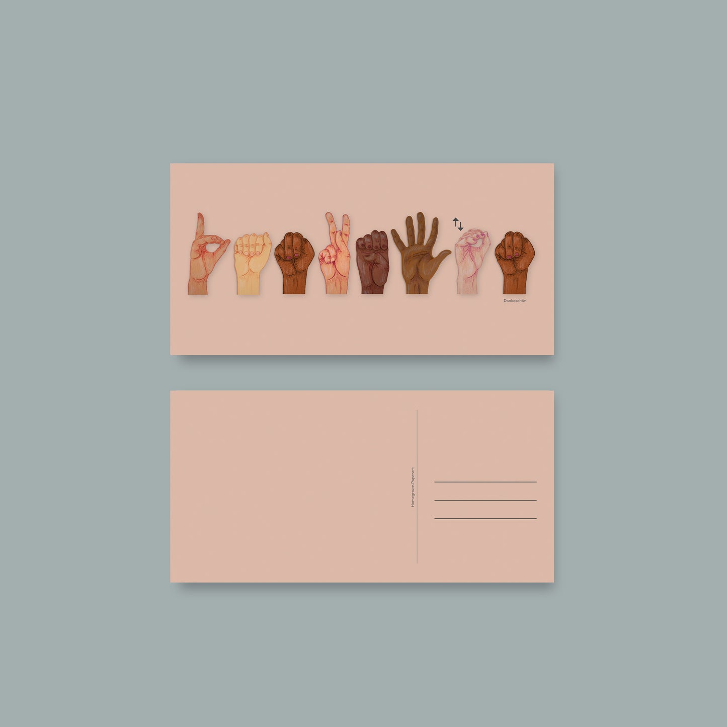 Postkarte sign language "Dankeschön"