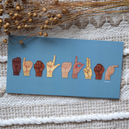 Postkarte sign language "Einladung"