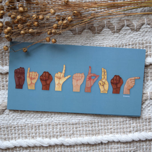 Postkarte sign language "Einladung"