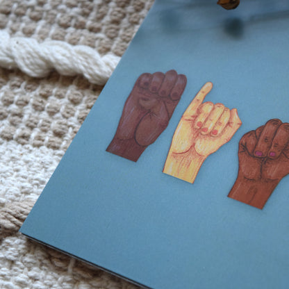 Postkarte sign language "Einladung"