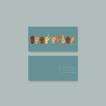 Postkarte sign language "Einladung"