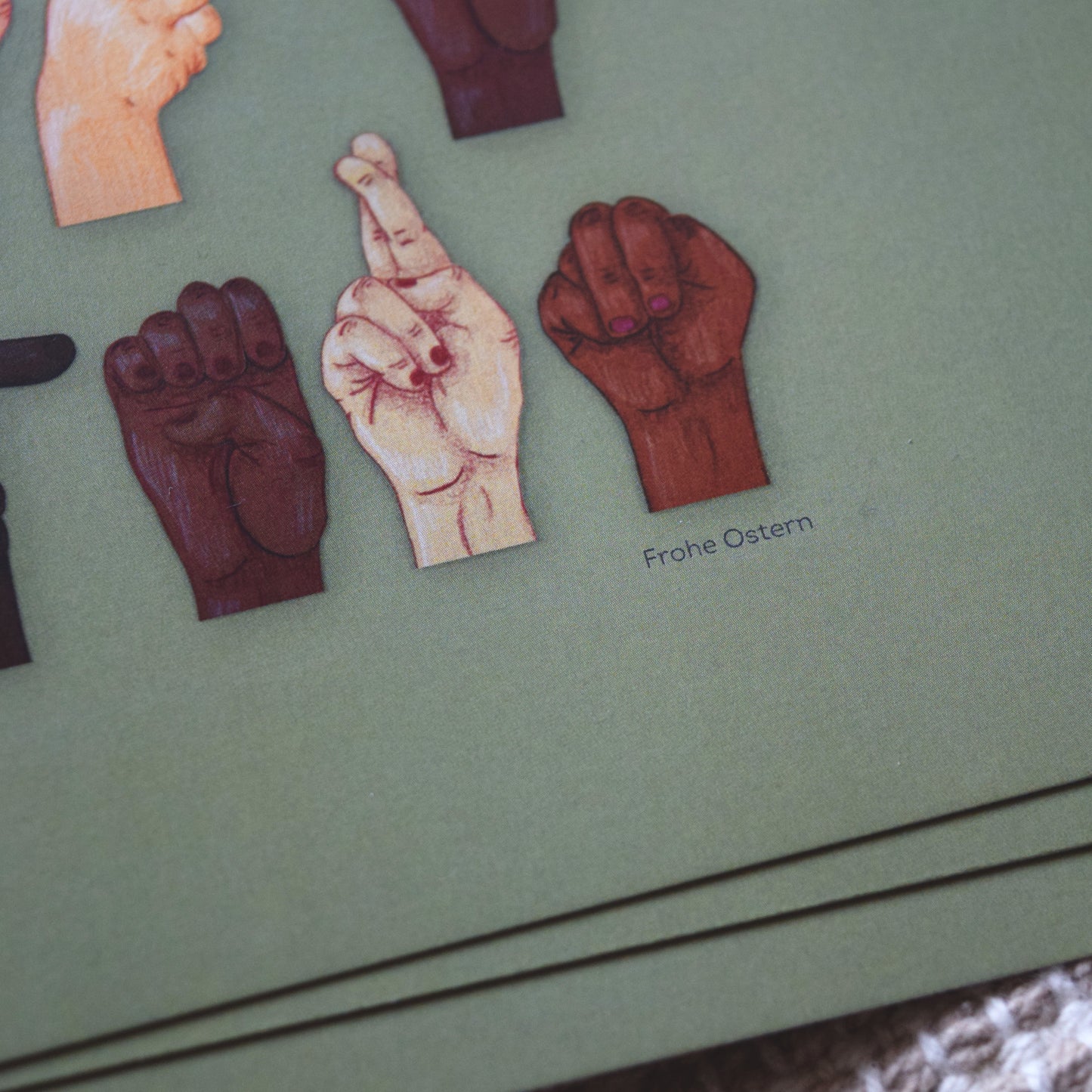 Postkarte sign language "Frohe Ostern"