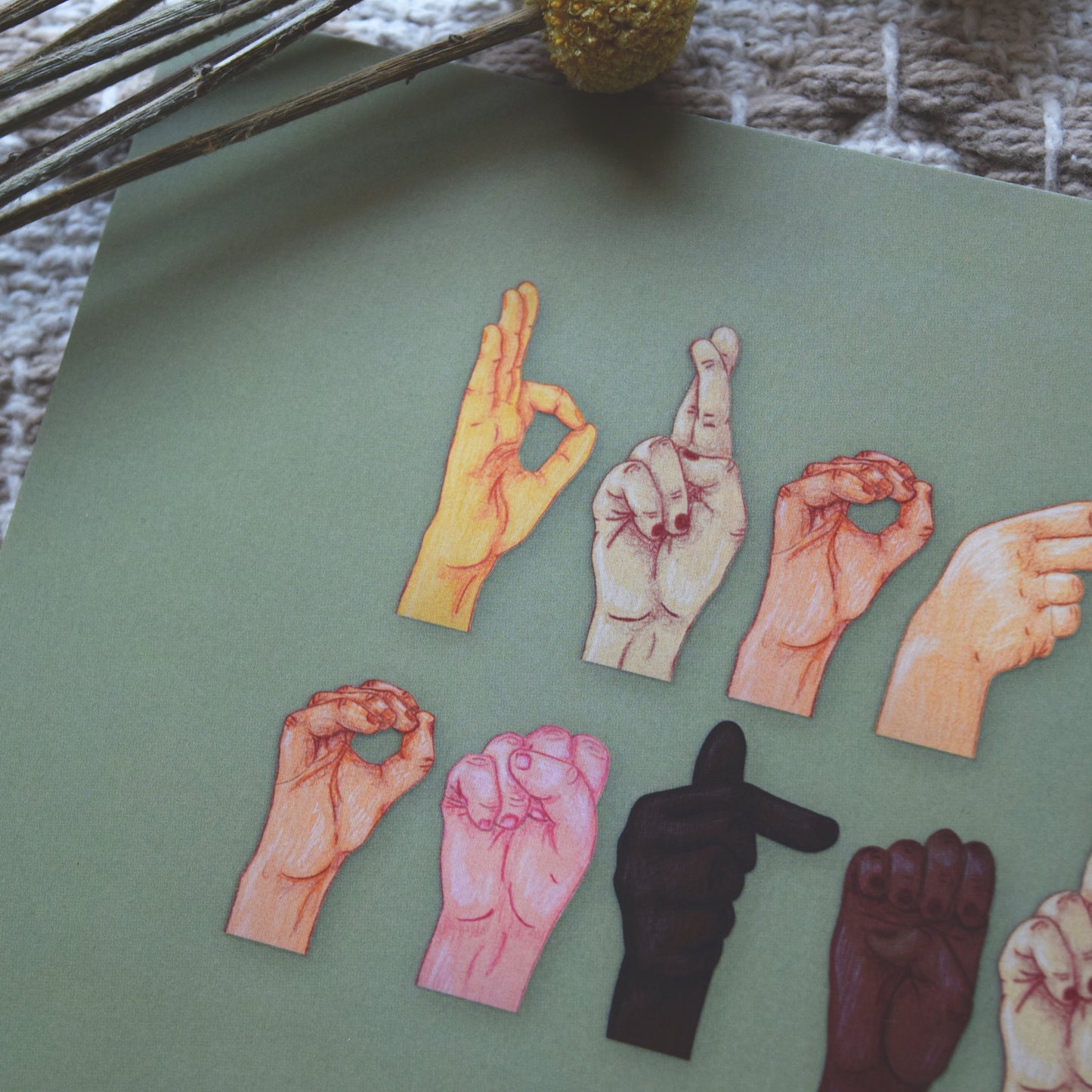 Postkarte sign language "Frohe Ostern"