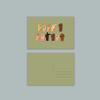 Postkarte sign language "Frohe Ostern"