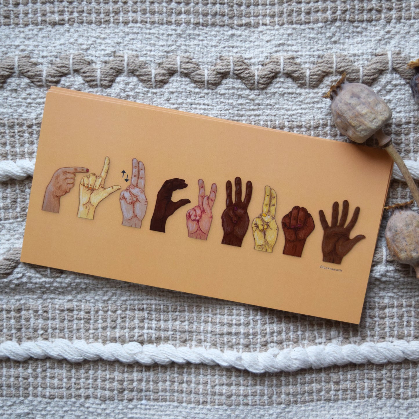 Postkarte sign language "Glückwunsch"
