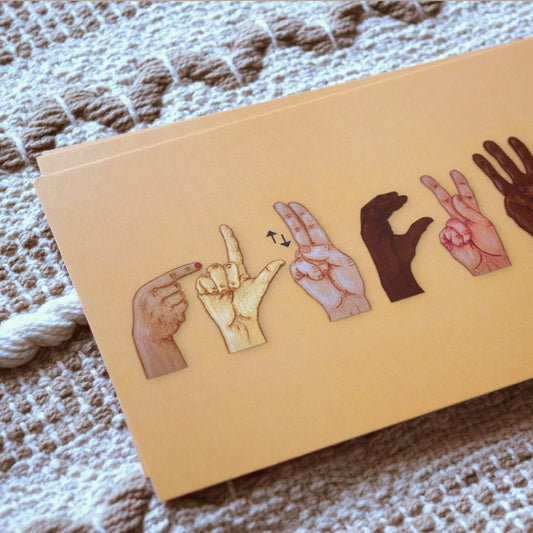 Postkarte sign language "Glückwunsch"