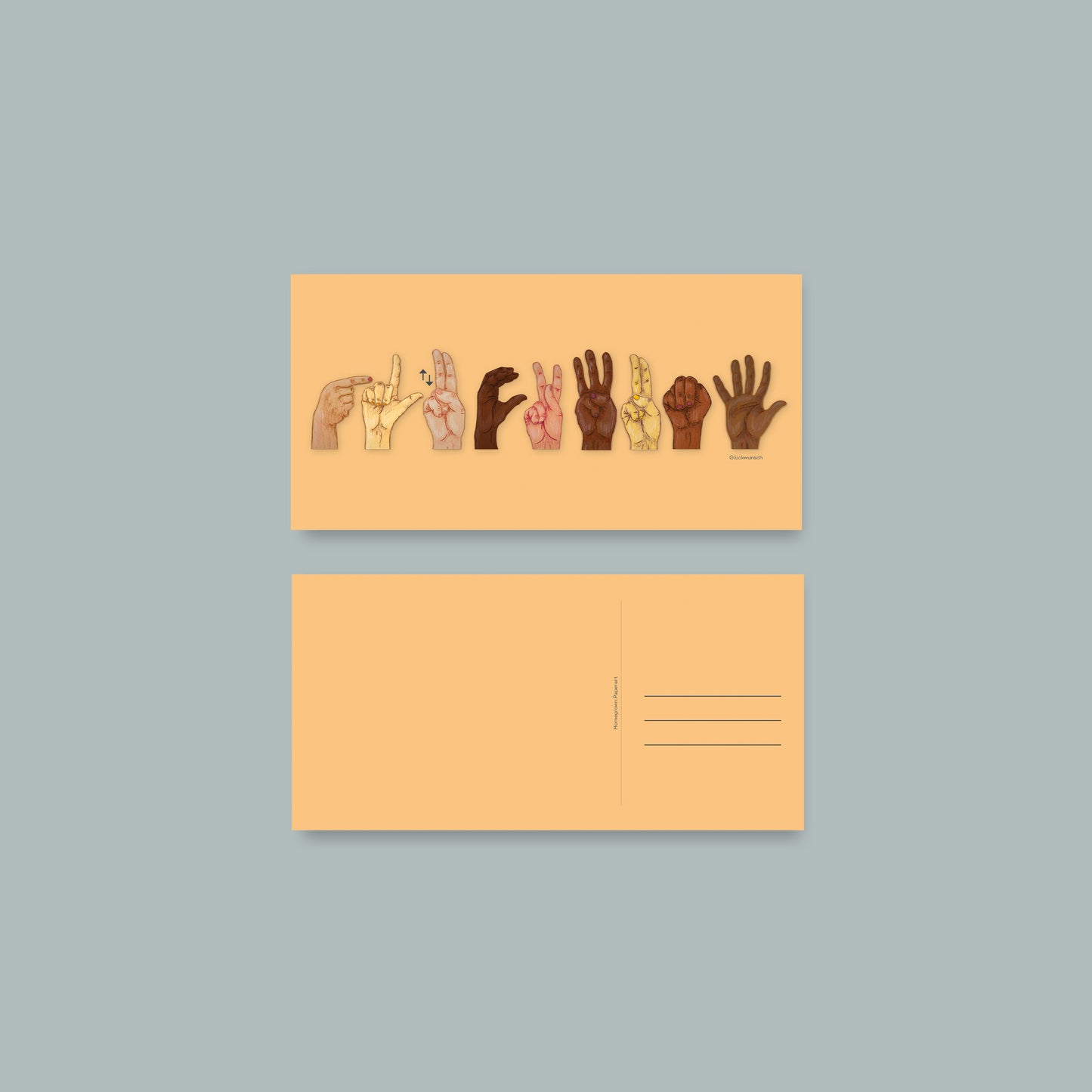 Postkarte sign language "Glückwunsch"