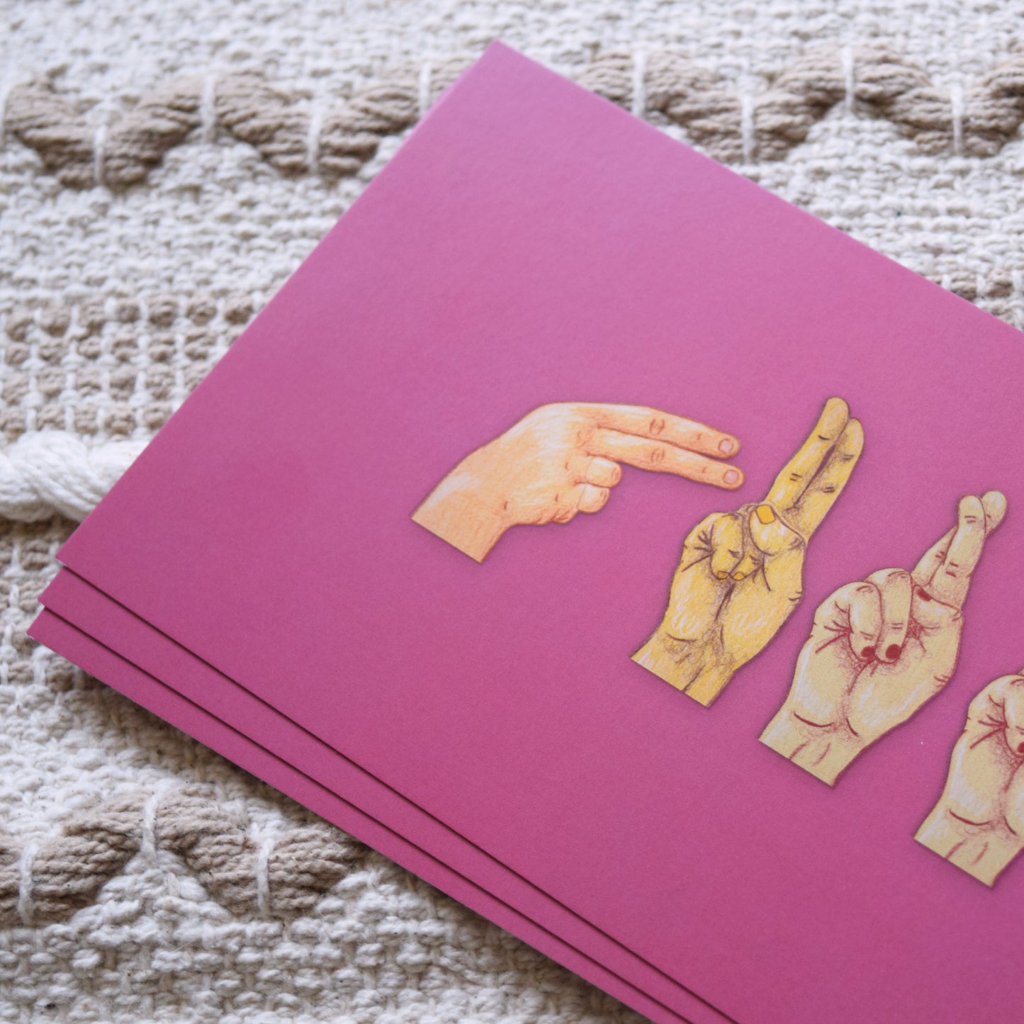 Postkarte sign language "Hurra"