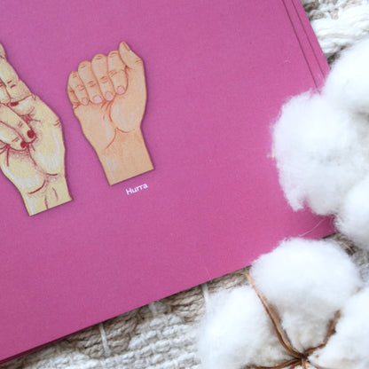 Postkarte sign language "Hurra"
